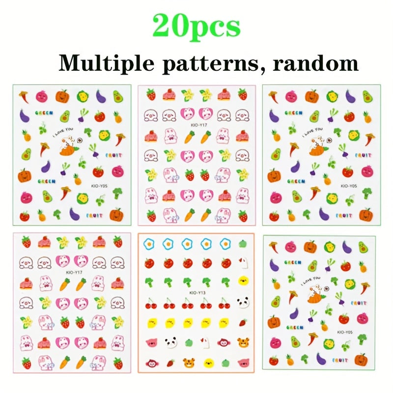20pcs Cartoon Luminous Nail Stickers - Nail Art Decals