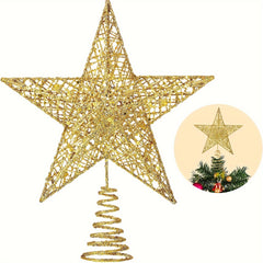 Glittering Golden Star Tree Topper Indoor Holiday Decoration