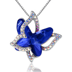 12-Month Birthstone Butterfly Pendant Necklace for Mother's Anniversary Birthday