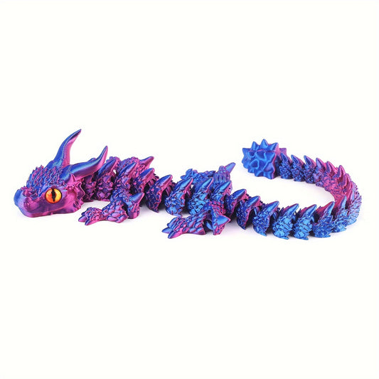 Jointed Dragon Figurine with Large Eyes and Dual Horn Fidget Toy