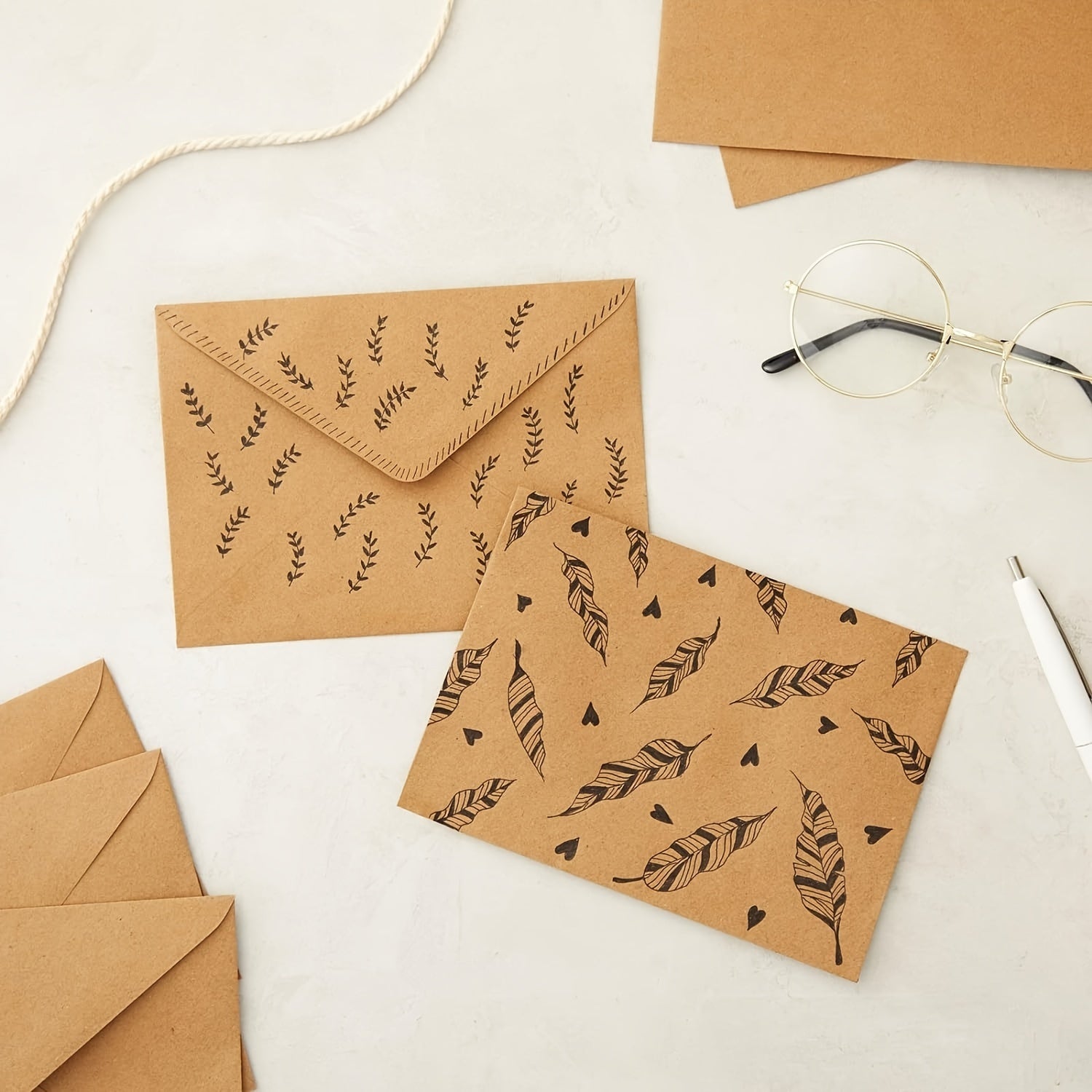 Brown Thank You Card Envelope A6 V-shaped Flip