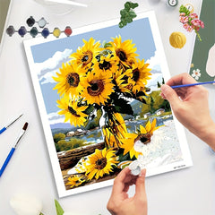 DIY Paint by Numbers Kit Sunflower Hand Painted Craft Ideal Gift