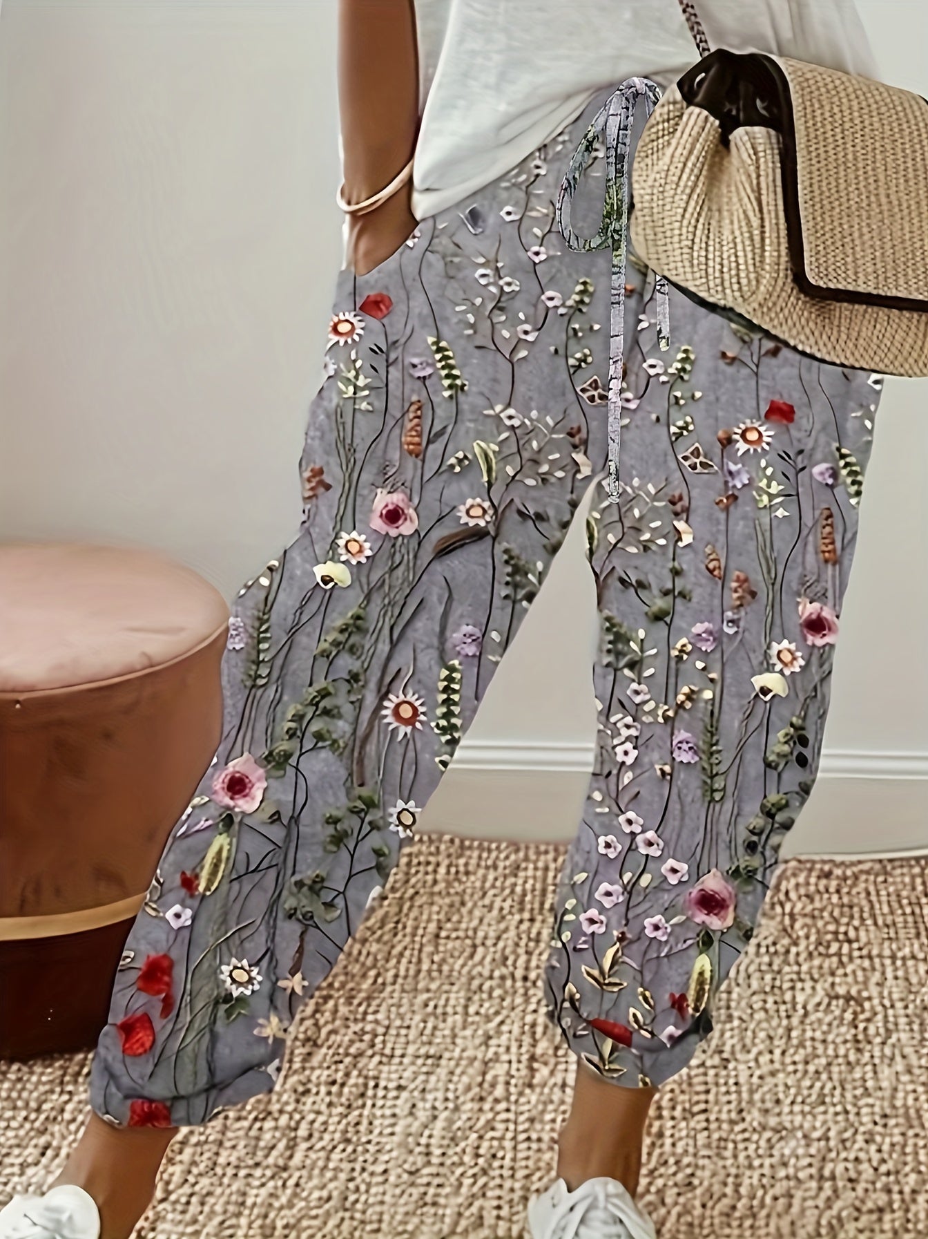  Women's Floral Print Harem Trousers