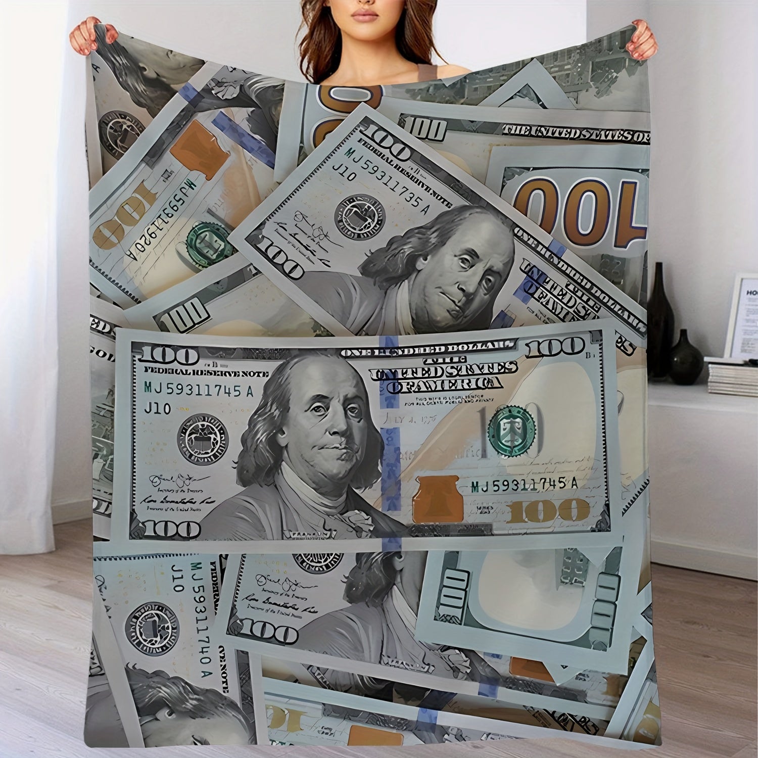 US Dollar Bill Pattern Blanket - Cozy Home and Travel Blanket