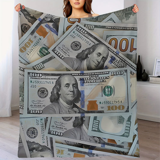 US Dollar Bill Pattern Blanket - Cozy Home and Travel Blanket