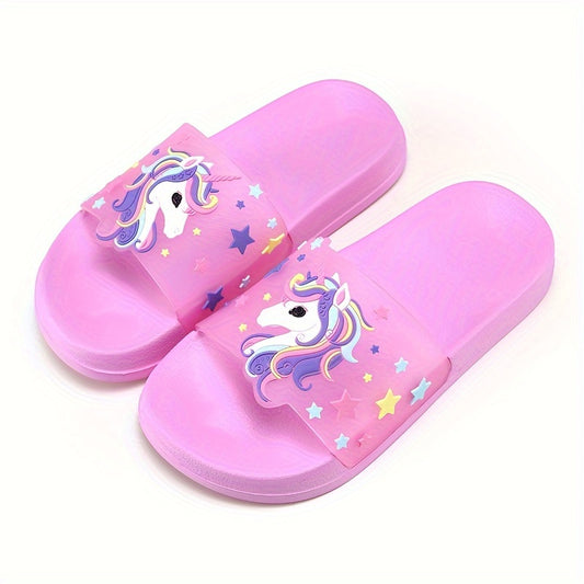 Girls Cartoon Slippers, Non Slip Lightweight Open Toe Slippers