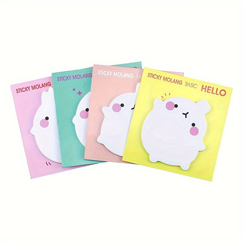 4pcs Rabbit Sticky Notes 4 Colors Cartoon Shape Low Calorie Memo Paper