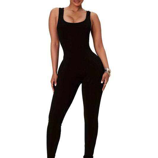 Slimming Yoga Jumpsuit Square Neck High Stretch Sports Bodysuit