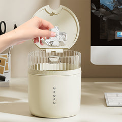 Desktop Trash Can With Lid Waste Bin Home Garbage Basket
