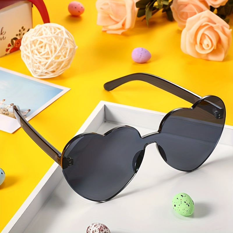 Heart Sunglasses For Women Men Jelly One piece Party Travel Sun Shades