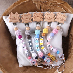 Lion Pacifier Chain Wood Clip Teether Holder