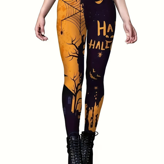 Halloween Print Skinny Leggings Elastic Waist Stretchy Leggings