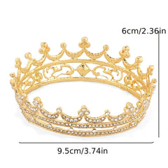 Alloy Crown Rhinestone Headband Tiara Queen Style Crown for Prom Party