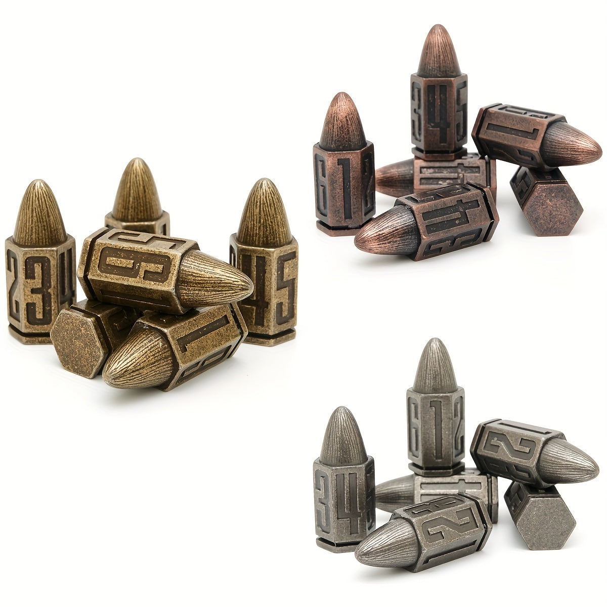 Metal Bullet Dice for Collection and Gift - Rolling Copper, Bronze, Nickel
