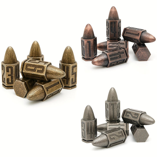 Metal Bullet Dice for Collection and Gift - Rolling Copper, Bronze, Nickel