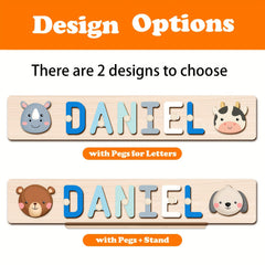 Personalized Name Puzzle with Handle Custom Wooden Letter