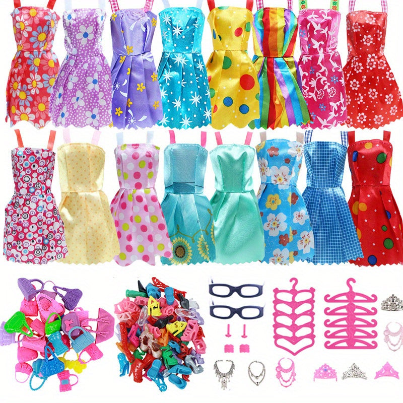 11.5 Inch Doll Dress Up Set - 38 Pieces, Clothes, Shoes, Necklaces, Han