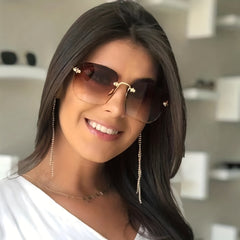 Square Rimless Sunglasses UV400 Sun Shades for Summer Beach Travel