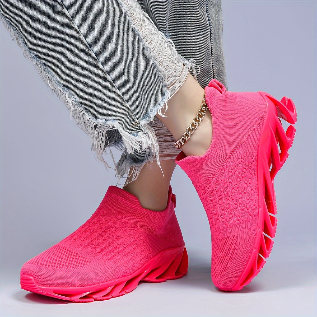 Women's Non-slip Breathable Running Shoes, Slip-on Blade Athletic Sneakers