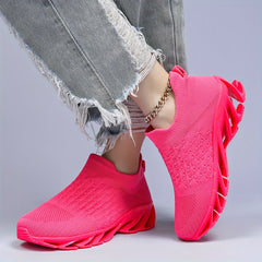 Women's Non-slip Breathable Running Shoes, Slip-on Blade Athletic Sneakers