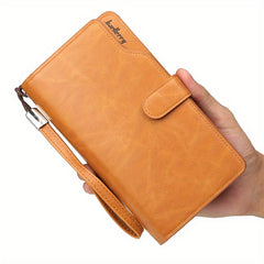 Men's Leather Trifold Wallet with Card Slots and Zipper Coin Purses