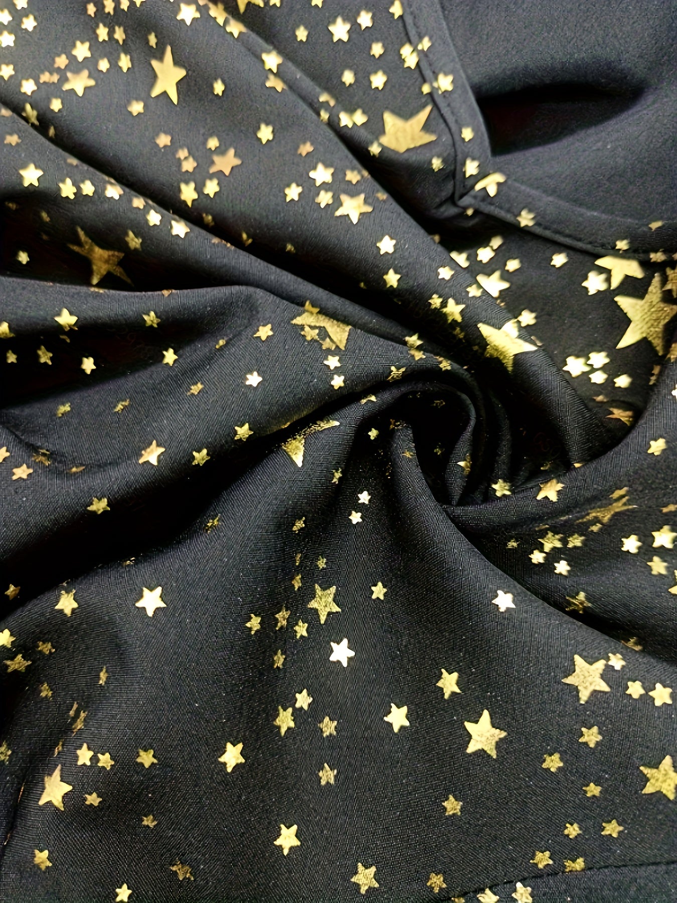  Galaxy Print V Neck Swing Belted Dress