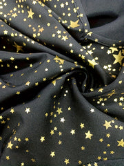  Galaxy Print V Neck Swing Belted Dress