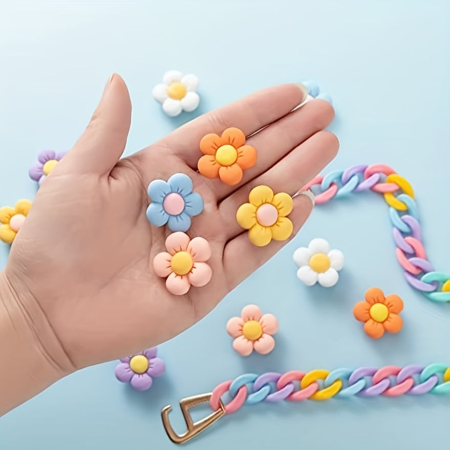 30pcs Flower Shoe Charms For Slipper Sandals DIY Shoes Pins
