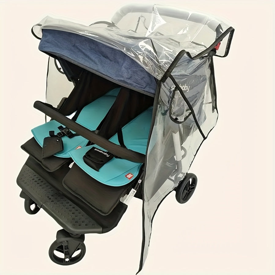 Waterproof Double Stroller Rain Cover with Side Access and Dual Layer Protection