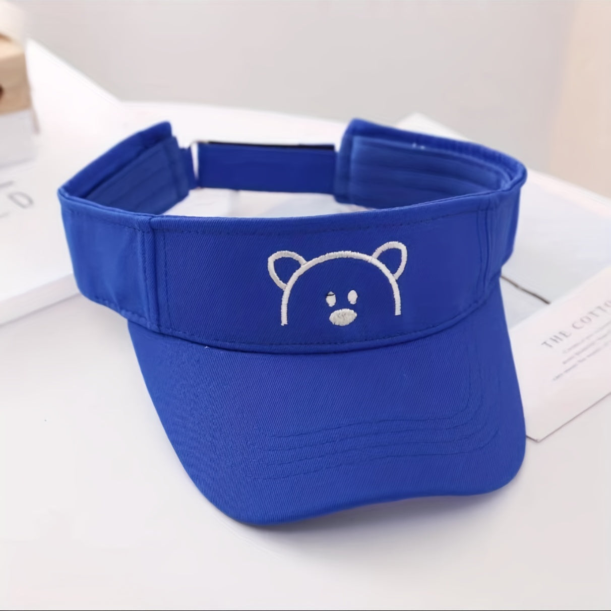 Kid's Casual Sun Hat w/ Embroidered Bear Pattern