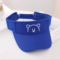 Kid's Casual Sun Hat w/ Embroidered Bear Pattern