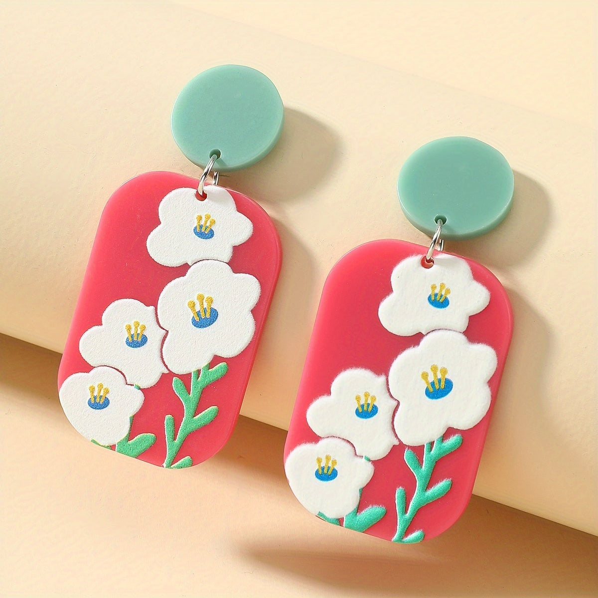 Flower Acrylic Dangle Earrings For Women