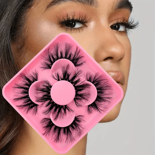 3 Pairs D Curl Faux Mink False Eyelashes, Thick and Fluffy, Waterproof