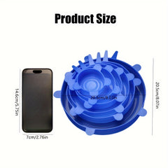 6pcs Reusable Silicone Stretch Lids Airtight Food Covers for Freshness