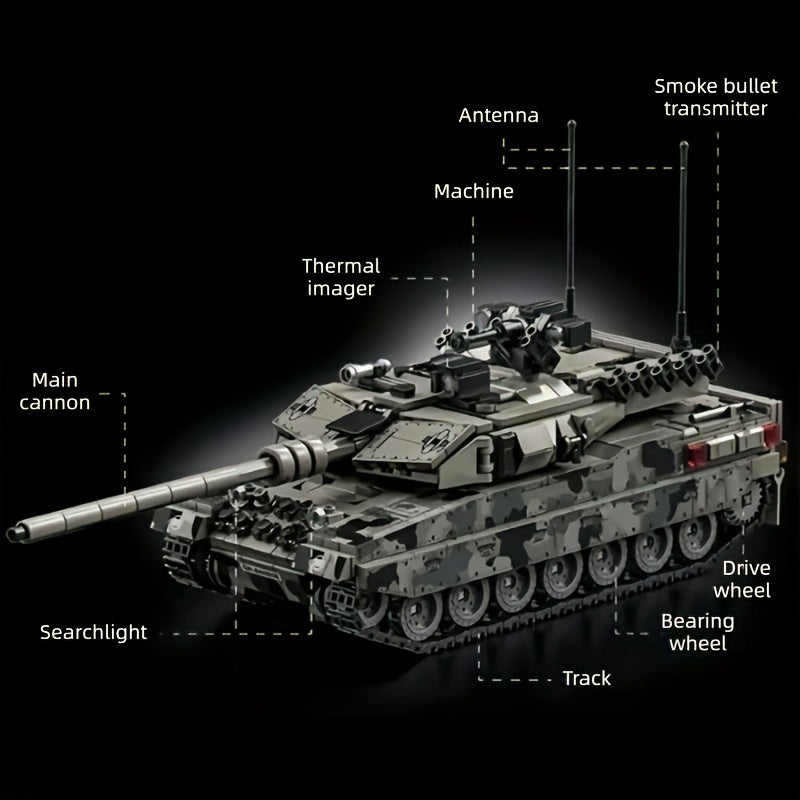 Rotating Track Tank Model Building Set Adult DIY Historical Vehicle