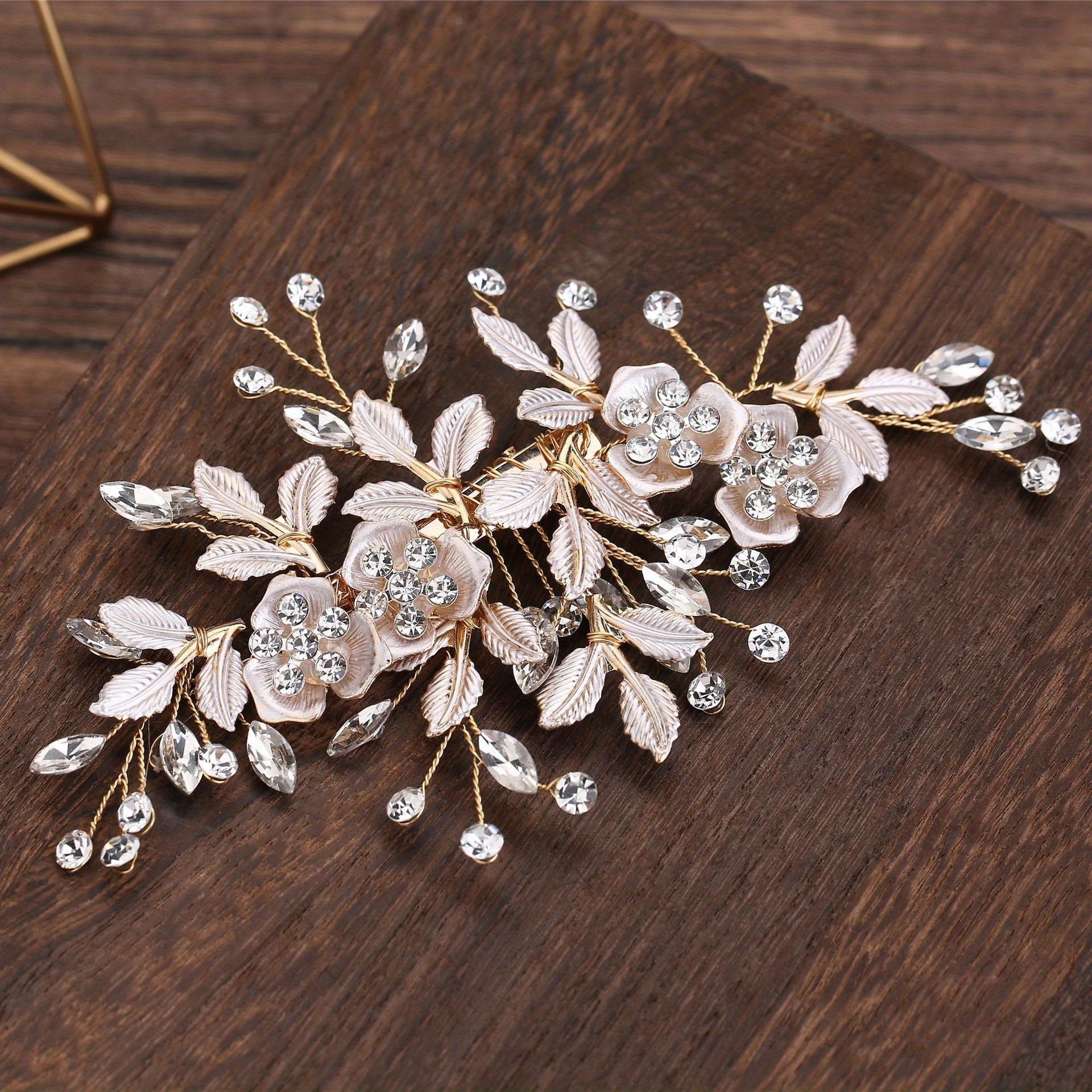 Metal Flower Barrette Rhinestone Hair Clip Wedding Bridal Hair Accessories