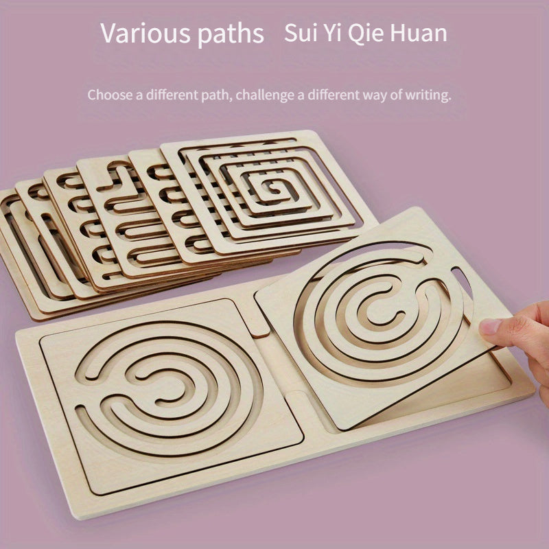 Wooden Toy Pen Track Training Hand Eye Coordination Tool