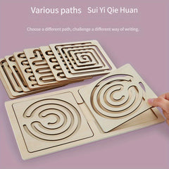 Wooden Toy Pen Track Training Hand Eye Coordination Tool
