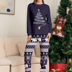 Christmas Print Pajama Set Long Sleeve Top & Pants