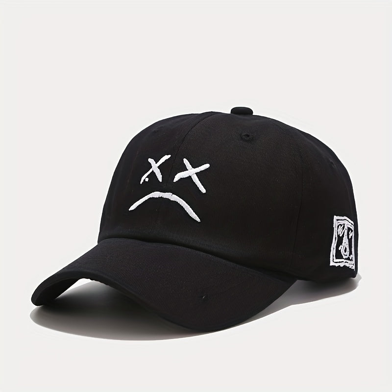 Crying Face Embroidered Baseball Cap Outdoor Sunscreen Peaked Cap