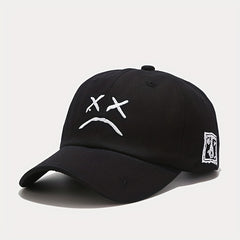 Crying Face Embroidered Baseball Cap Outdoor Sunscreen Peaked Cap