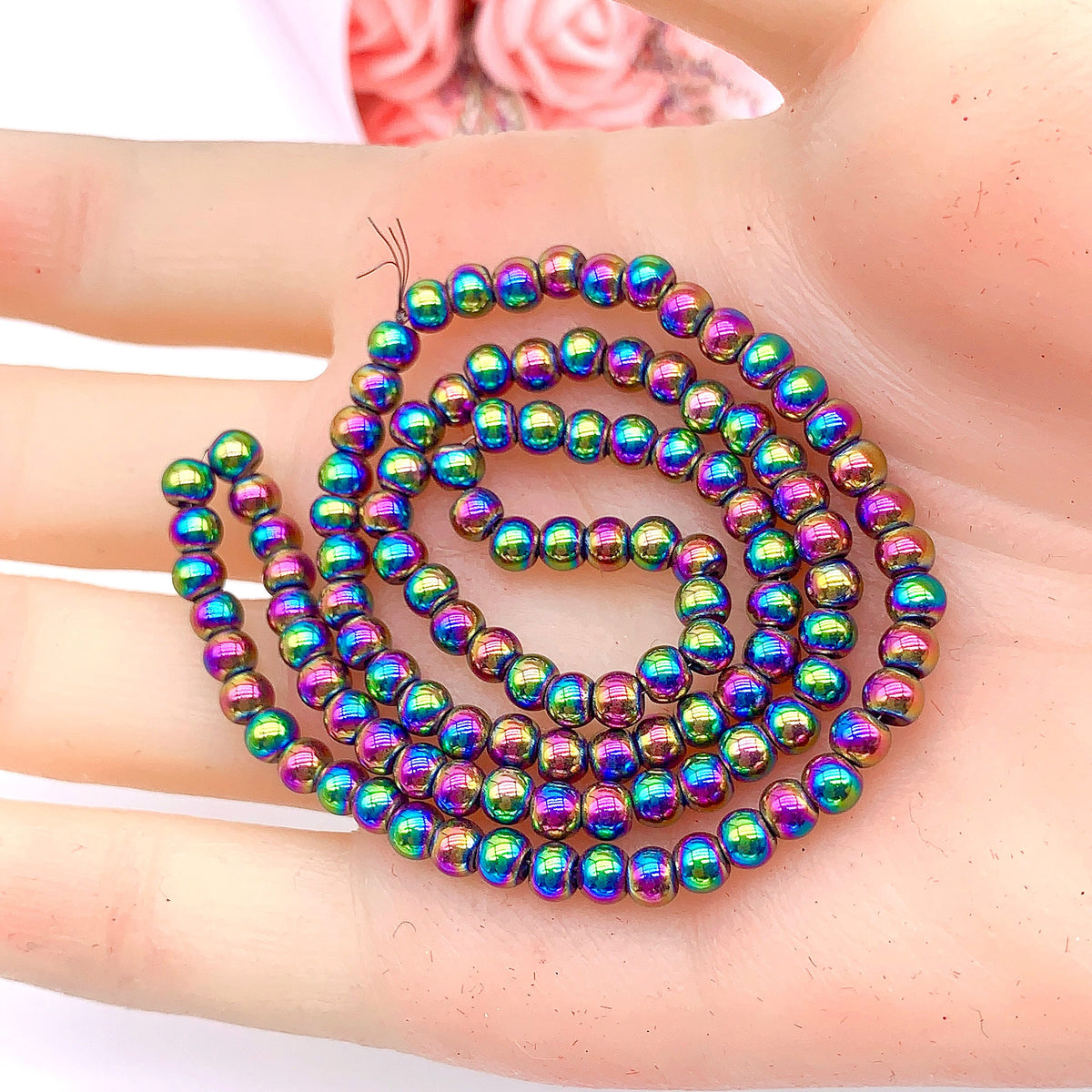 Natural Rainbow Hematite Beads Spacer Beads for DIY Bracelet Jewelry Making