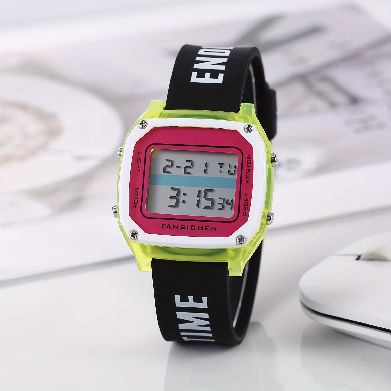 Digital Watch Silicone Strap LED Display Time Date