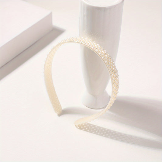 Faux Pearl Headband Wide Bridal Headdress Hair Band Wedding Party