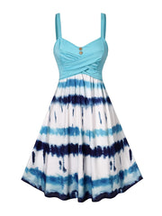 Tie Dye Criss Cross Dress Ruffle Sleeveless