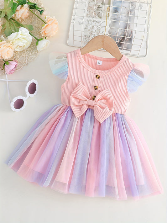 Baby Girls Bowknot Mesh Dress Summer Clothes