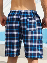 Men's Cotton Plaid Loose Fit Shorts for Summer