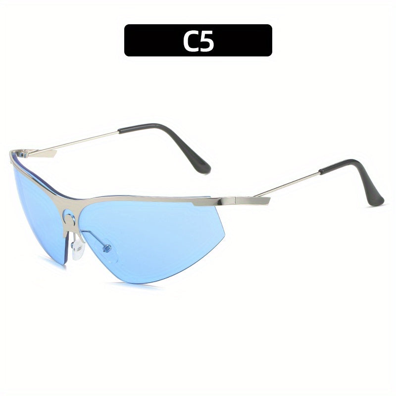 Y2K Mirror Lens Sunglasses Futuristic Crescent Moon Decor Glasses UV400