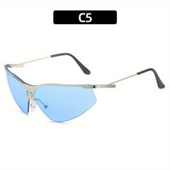 Y2K Mirror Lens Sunglasses Futuristic Crescent Moon Decor Glasses UV400