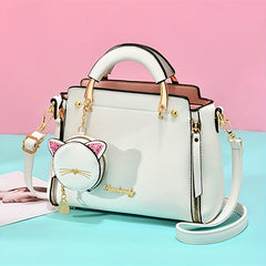 Cartoon Cat Pendant Handbag Crossbody Bag with Coin Purse